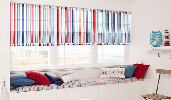 Perfect Fit Striped Roman Blinds for Large Window