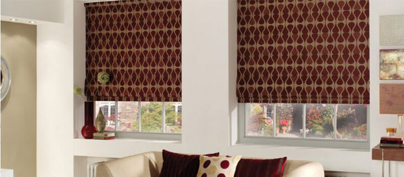 Maroon Patterned Cotton Roman Blinds