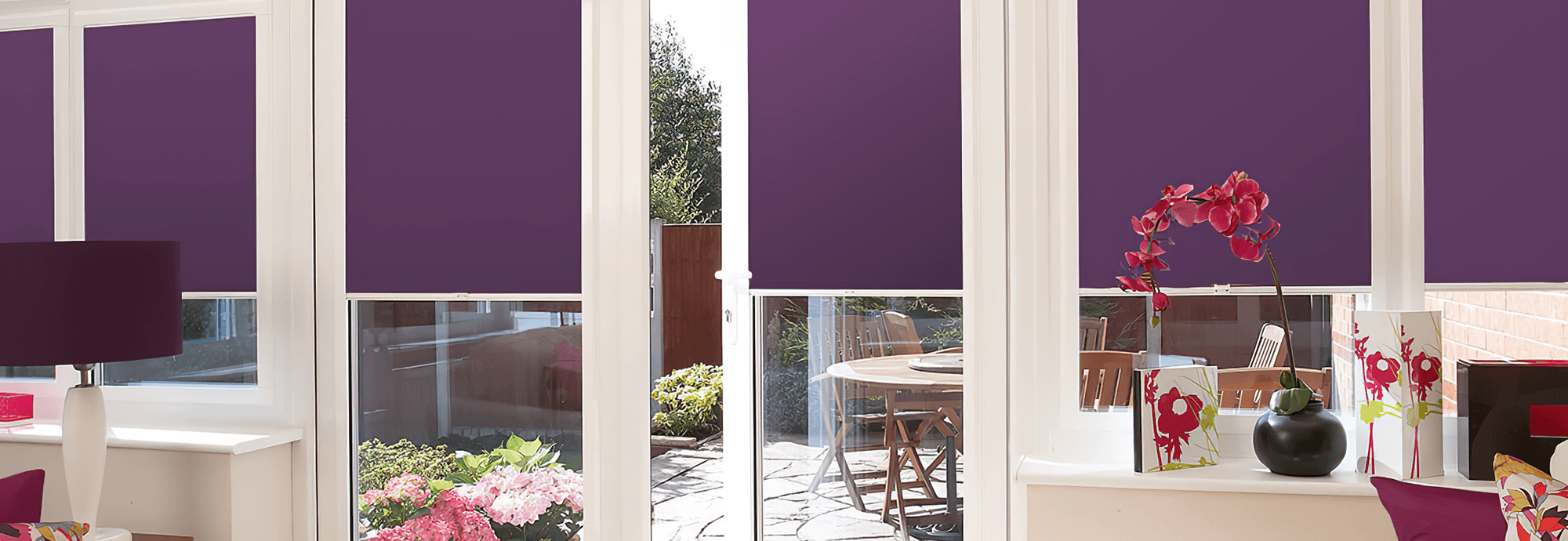 purple perfect fit roller blinds for conservatory doors and windows