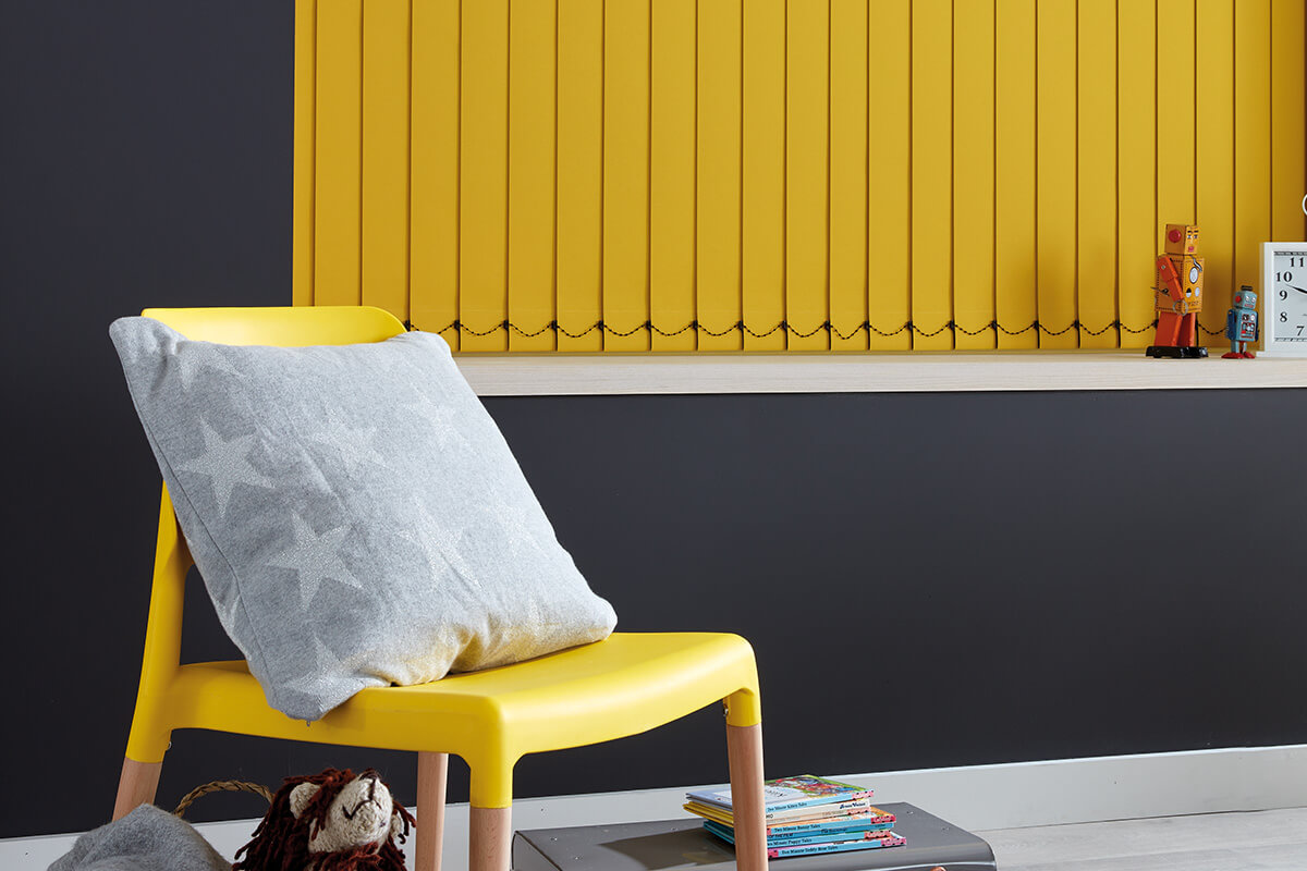 yellow blackout vertical blinds