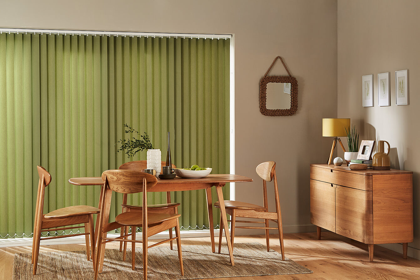 green vertical blinds for dining room