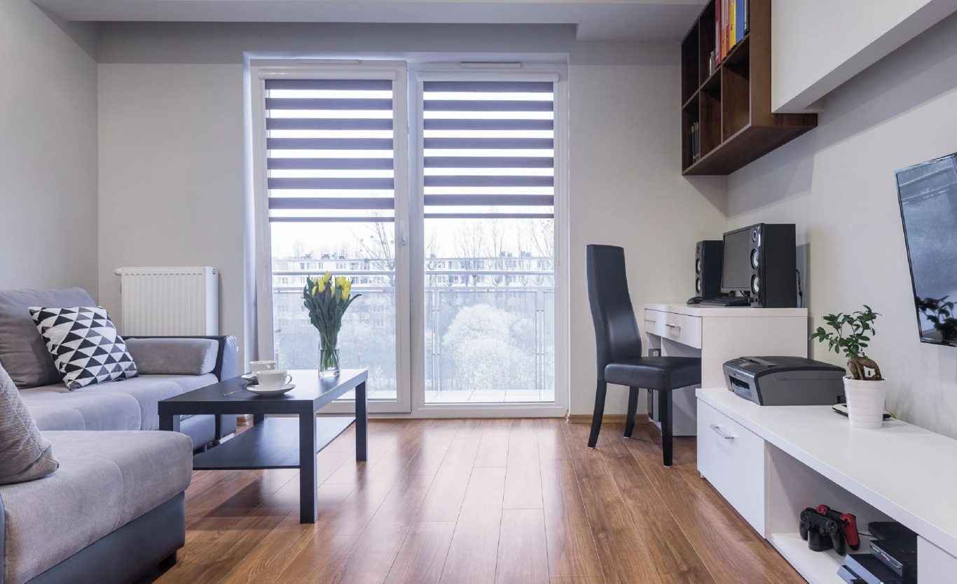 Day and night blinds in living room