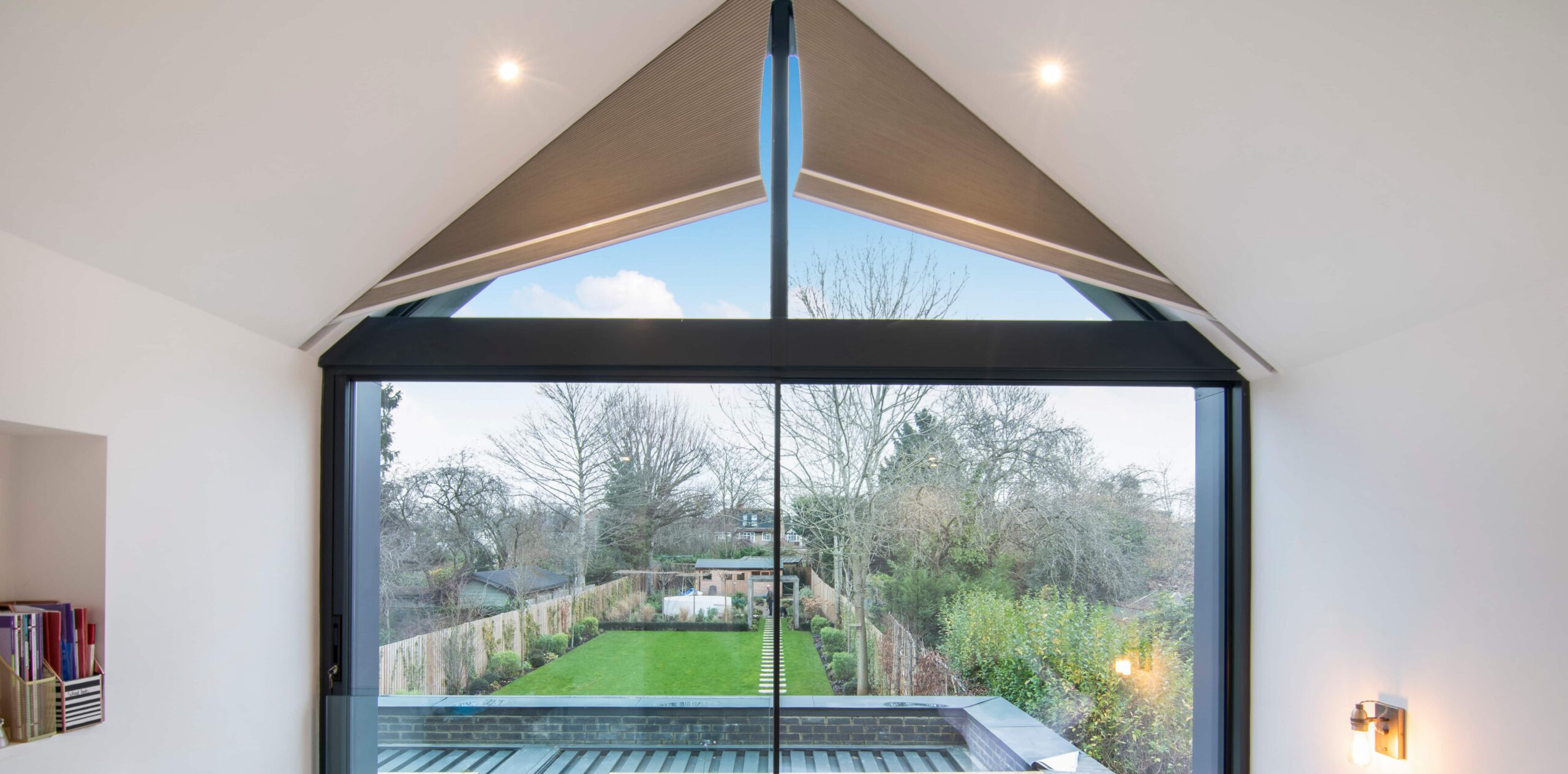 Motorised blinds in shaped window